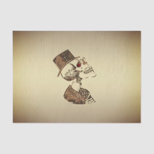 Steampunk Skull op Gold Tissuepapier (Voorkant)