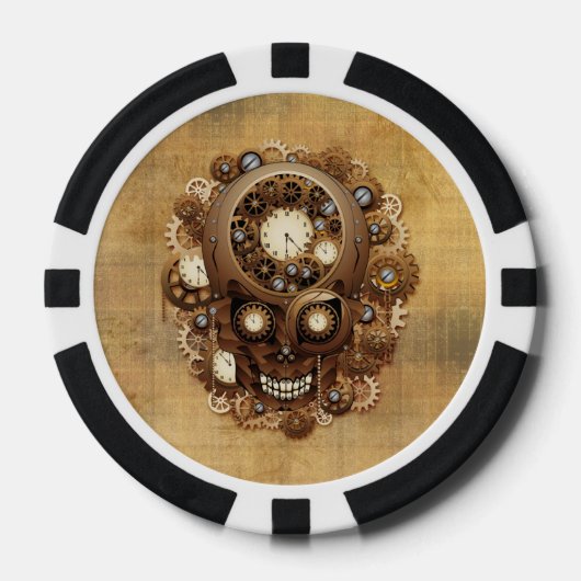Steampunk Skull  Stijl poker_chips Pokerchips (Voorkant)
