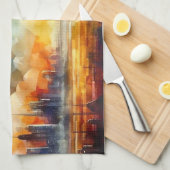 Steampunk Skyline w / Zeppelin keukenhanddoek (Quarter Fold)