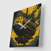 Steampunk Skyship Wall Clock Vierkante Klok (Hoek)