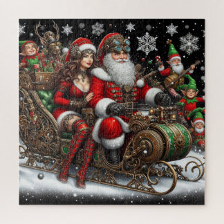 Steampunk slee ~ Kerstman met vrouw en elfen 02 XX Legpuzzel