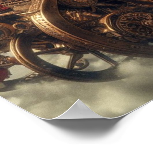 Steampunk slee ~ Kerstman met vrouw en elfen 03 XX Poster (Hoek)