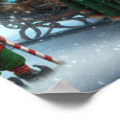 Steampunk slee ~ Kerstman met vrouw en elfen Poster (Hoek)