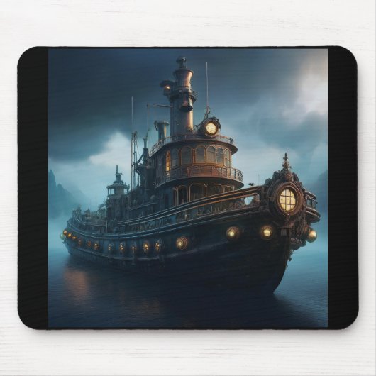Steampunk sleepboot op een bewolkte dag muismat (Voorkant)
