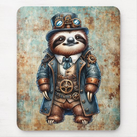 Steampunk Sloth Muismat (Voorkant)