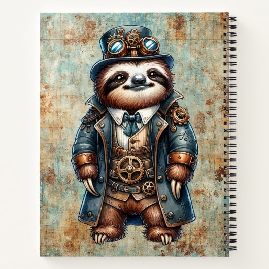 Steampunk Sloth Spiral Notebook Notitieboek (Achterkant)
