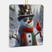 Steampunk sneeuwman ornament, keramisch ornament (Rechts)