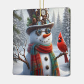 Steampunk sneeuwman ornament, keramisch ornament (Links)