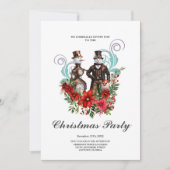 Steampunk sneeuwpop en steampunk sneeuwvrouw kaart (Voorkant)