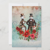 Steampunk sneeuwpop en steampunk sneeuwvrouw kaart (Achterkant)