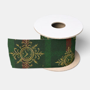 Steampunk Sneeuwvlok Rood en Groen Tartan Satijnen Lint