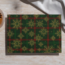 Steampunk Sneeuwvlok Rood en Groen Tartan