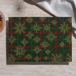Steampunk Sneeuwvlok Rood en Groen Tartan Tissuepapier