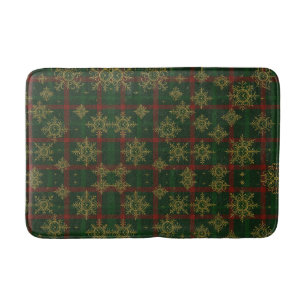 Steampunk Sneeuwvlok Rood en Groene Tartan Badmat