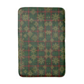 Steampunk Sneeuwvlok Rood en Groene Tartan Badmat (Voorkant Verticaal)
