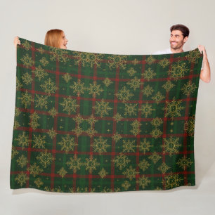 Steampunk Sneeuwvlok Rood en Groene Tartan Fleece Deken