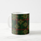 Steampunk Sneeuwvlok Rood en Groene Tartan Koffiemok (Voorkant links)