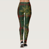 Steampunk Sneeuwvlok Rood en Groene Tartan Leggings (Achterkant)