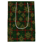 Steampunk Sneeuwvlok Rood en Groene Tartan Medium Cadeauzakje (Achterkant)