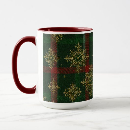 Steampunk Sneeuwvlok Rood en Groene Tartan Mok (Links)