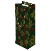Steampunk Sneeuwvlok Rood en Groene Tartan Wijn Cadeautas (Achterkant Gekanteld)