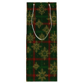 Steampunk Sneeuwvlok Rood en Groene Tartan Wijn Cadeautas (Achterkant)