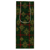 Steampunk Sneeuwvlok Rood en Groene Tartan Wijn Cadeautas (Voorkant)
