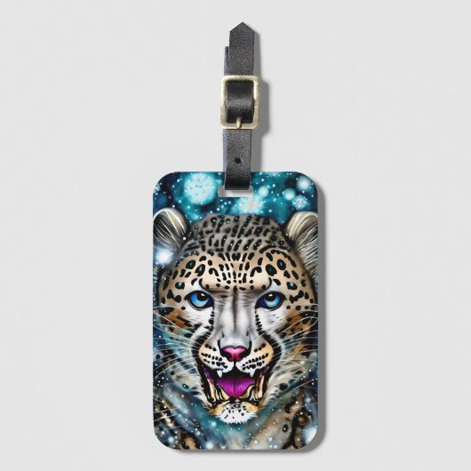 Steampunk Snow Leopard Bagagelabel (Voorkant (verticaal))