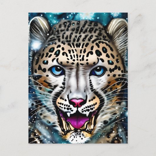 Steampunk Snow Leopard Briefkaart (Voorkant)