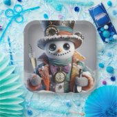  Steampunk Snowman, Christmas, Author Natasha Us   Papieren Bordje (Feest)