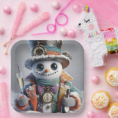  Steampunk Snowman, Christmas, Author Natasha Us   Papieren Bordje (Feest)