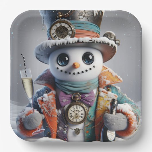  Steampunk Snowman, Christmas, Author Natasha Us   Papieren Bordje (Voorkant)