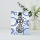 Steampunk Snowman Gear Holiday Design Feestdagenkaart (Staand voorkant)