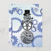Steampunk Snowman Gear Holiday Design Feestdagenkaart (Voorkant / Achterkant)