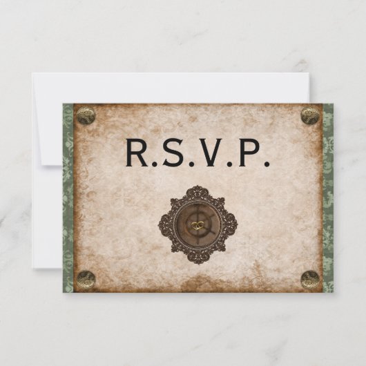 Steampunk Soiree Victoriaans bruiloft RSVP Kaartje (Voorkant)