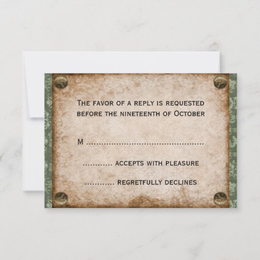 Steampunk Soiree Victoriaans bruiloft RSVP Kaartje (Achterkant)