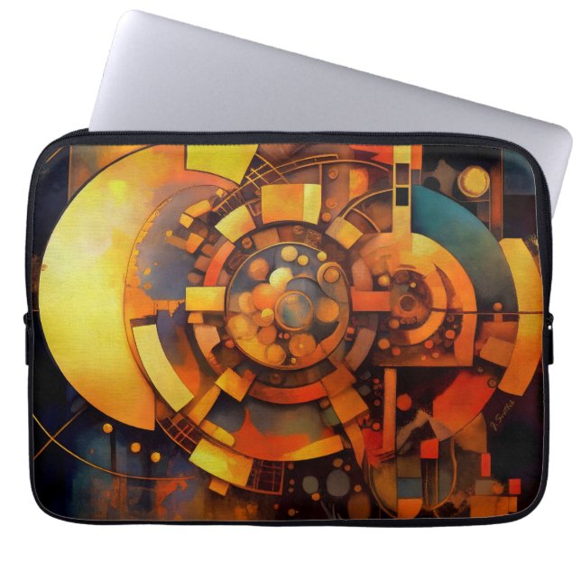 Steampunk Solar Mechanism Abstract Laptop Sleeve (Voorkant)