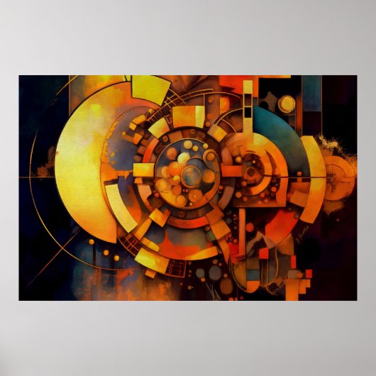 Steampunk Solar Mechanism Abstract Poster (Voorkant)