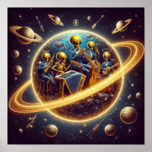 Steampunk Space Aliens Band van Vijf Poster