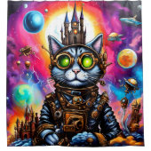 Steampunk Space Cat I Douchegordijn (Voorkant)
