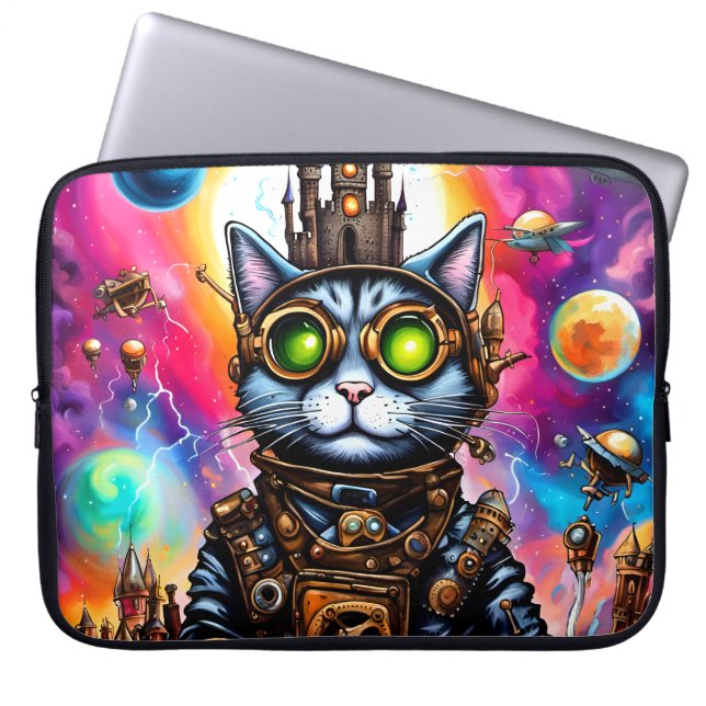 Steampunk Space Cat I Laptop Sleeve (Voorkant)