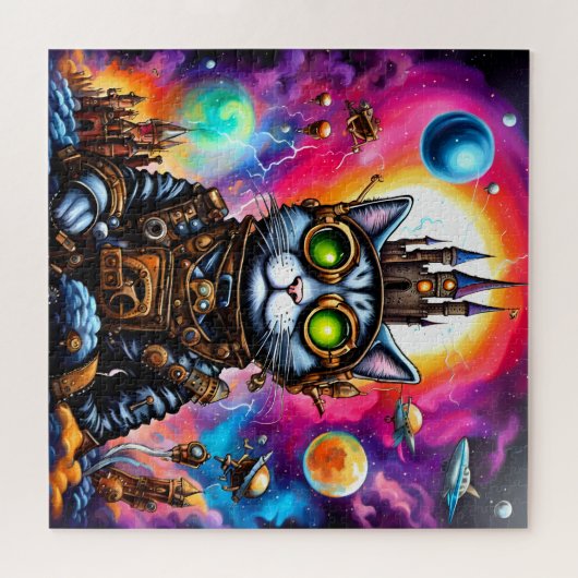 Steampunk Space Cat I Legpuzzel (Horizontaal)