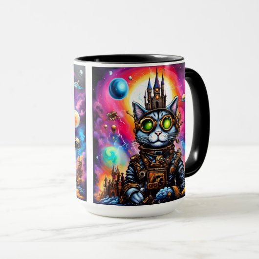 Steampunk Space Cat I Mok (Voorkant rechts)