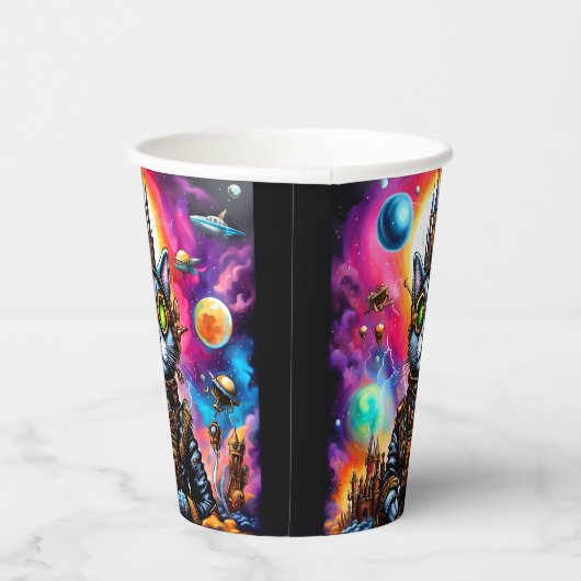 Steampunk Space Cat I Papieren Bekers (Rechts)