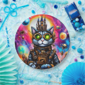 Steampunk Space Cat I Papieren Bordje (Feest)