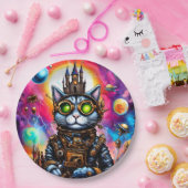 Steampunk Space Cat I Papieren Bordje (Feest)