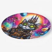 Steampunk Space Cat I Papieren Bordje (Gekanteld)