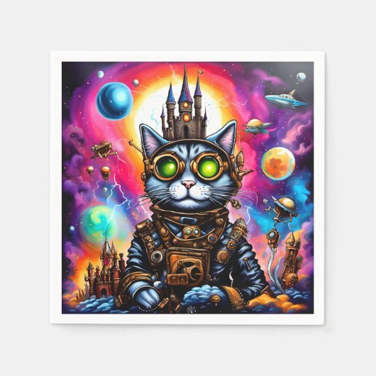 Steampunk Space Cat I Servet (Voorkant)