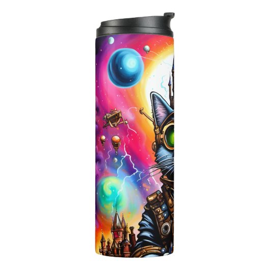 Steampunk Space Cat I Thermosbeker (Gedraaid links)