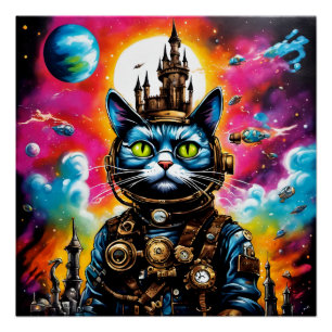 Steampunk Space Cat II Perfect Poster